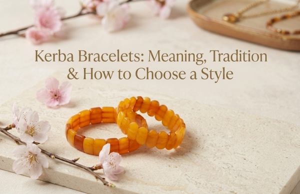 Kerba bracelets in warm amber tones and traditional-inspired jewellery styling