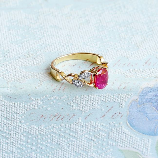 Afreen Leaf Ruby Ring image 0