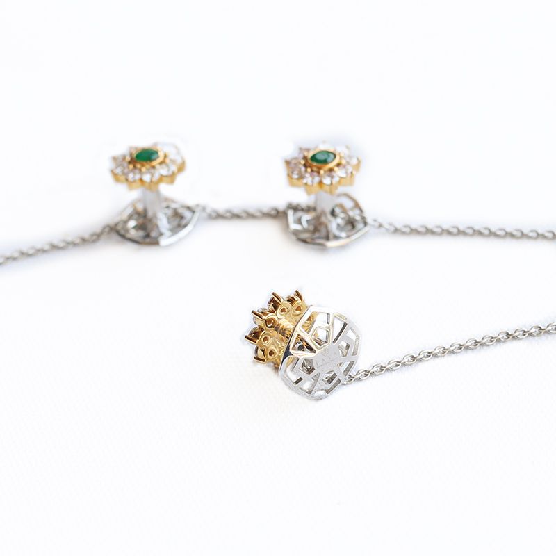 Amir Emerald & Diamond Buttons Image 1