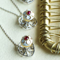 Amyn White Enamel Ruby Buttons image 1