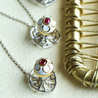 Amyn White Enamel Ruby Buttons image 1