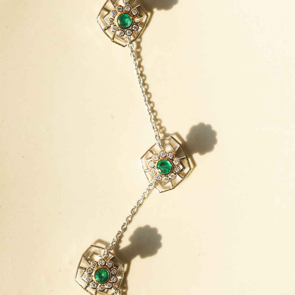 Aryan Emerald Flower Button Image 2