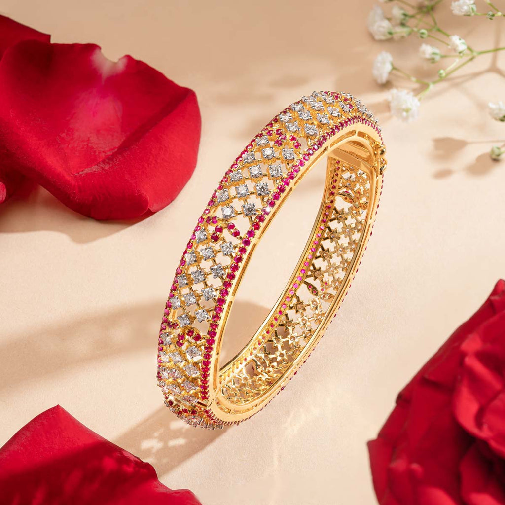 Benazir Diamond Ruby Bangle Image 1