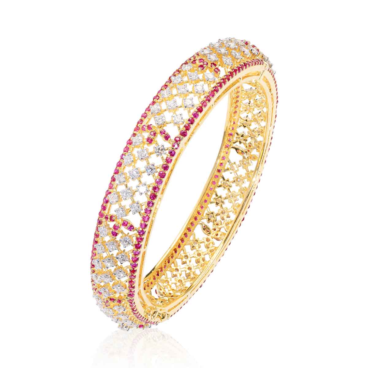Benazir Diamond Ruby Bangle Image 2