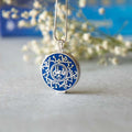 Kufi Naqsh Gents Taweez blue enamel silver taweez