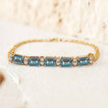 Nella Teal Topaz Chain Bracelet & Ring Set image 2