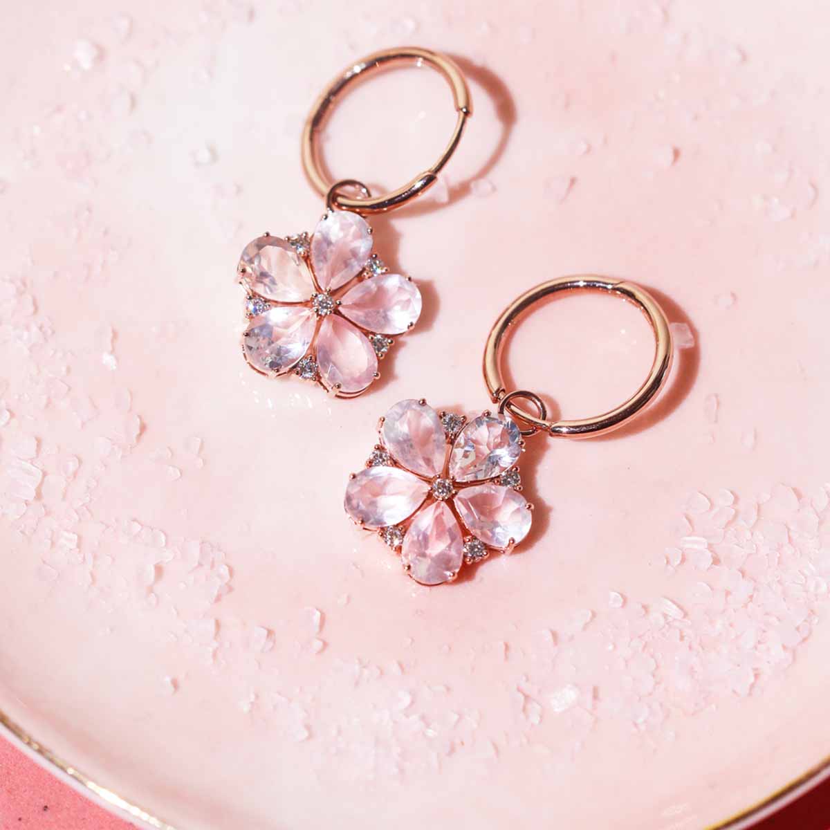 Rose Quartz Hoops image 0