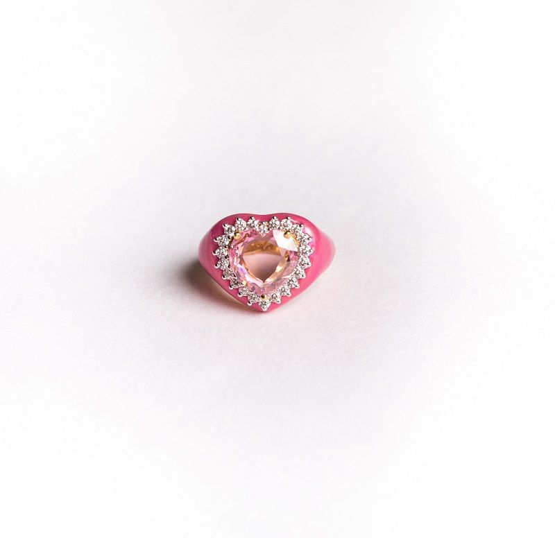 Tiara Pink Heart Ring image 0