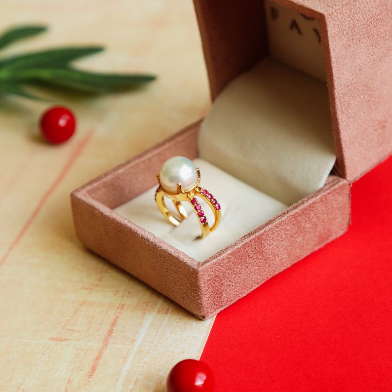 Qamar Pearl Ruby Ring image 0