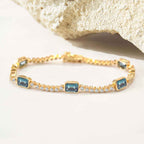 Nikki Teal Topaz Tennis Bracelet & Ring Set image 1