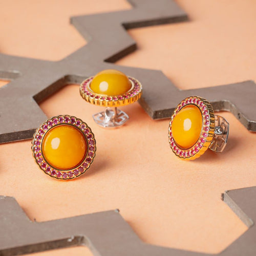 Big Amber Ruby Buttons / Cufflinks image 0