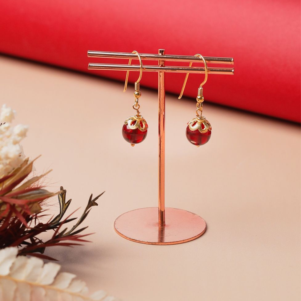 Red Amber Earrings image 0