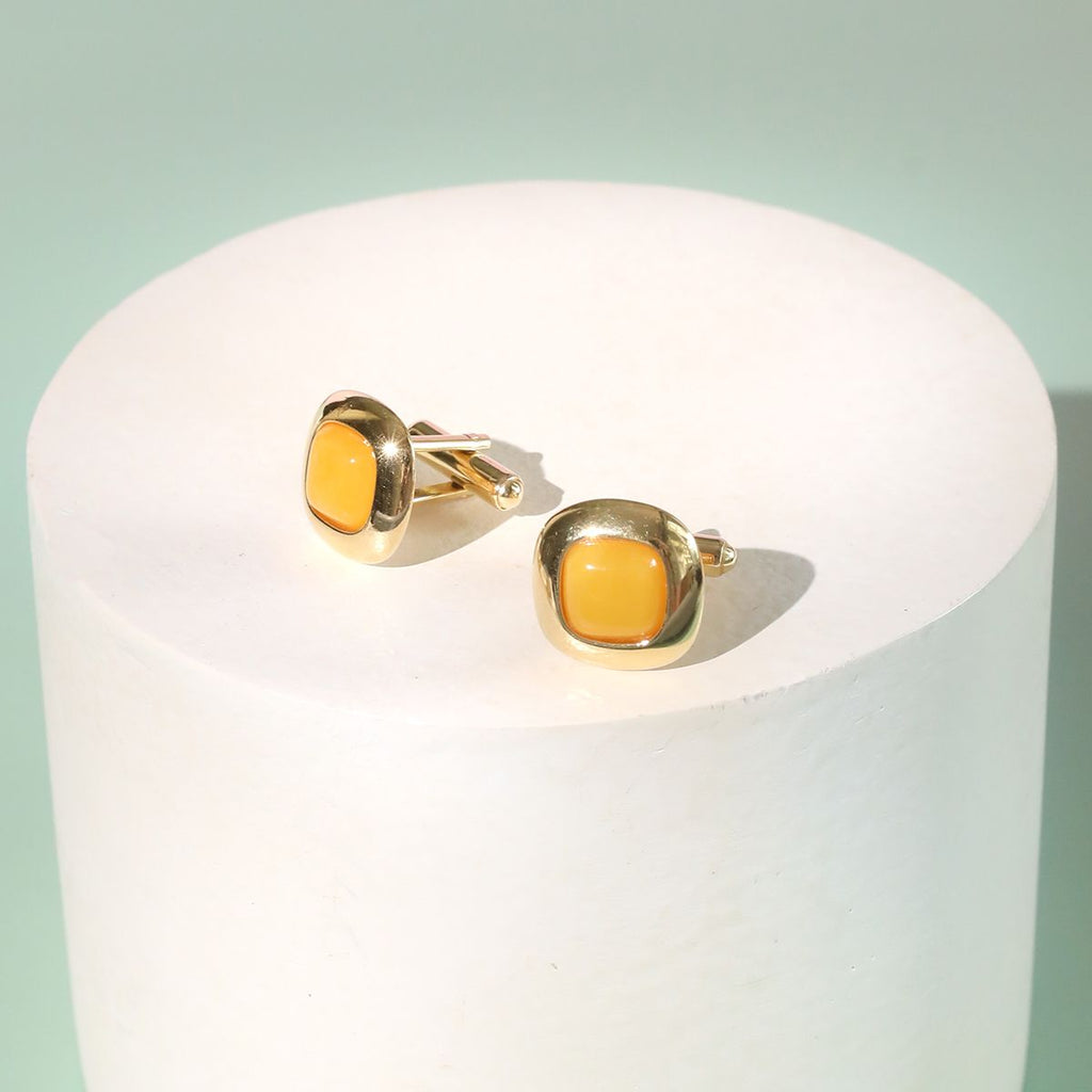 Shannon Amber Cufflinks featuring warm amber stones